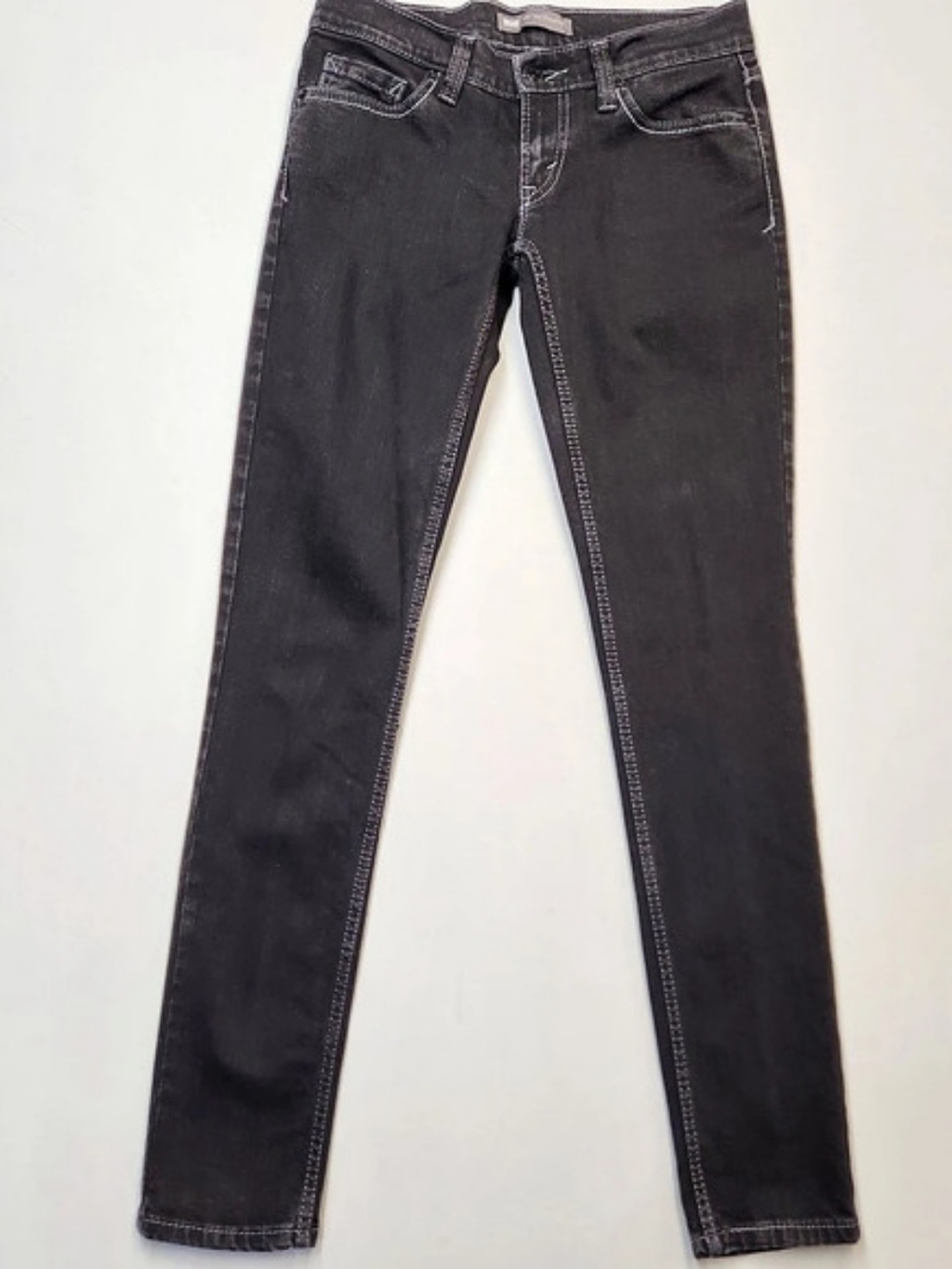 VTG Levi's 524 Too Superlow Skinny Black Jeans Womens 7M  (30x31) Y2K Contrast